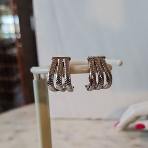 Monet Silver Textured Hoop Earrings